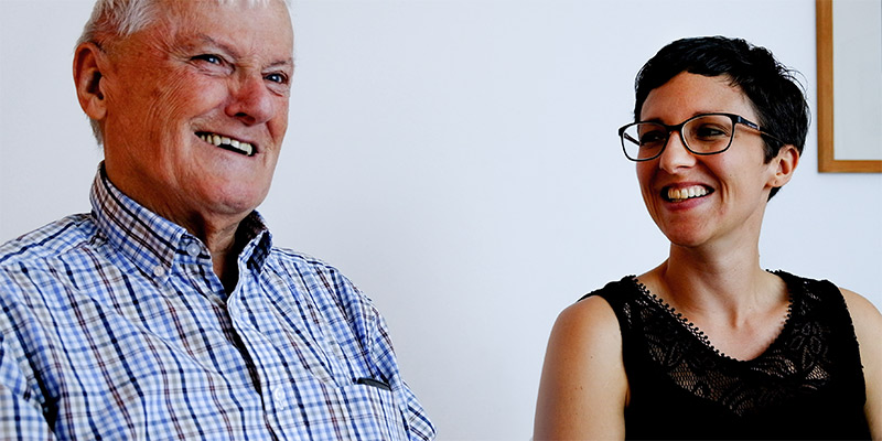 Kathrin with her father Adi, a CI user