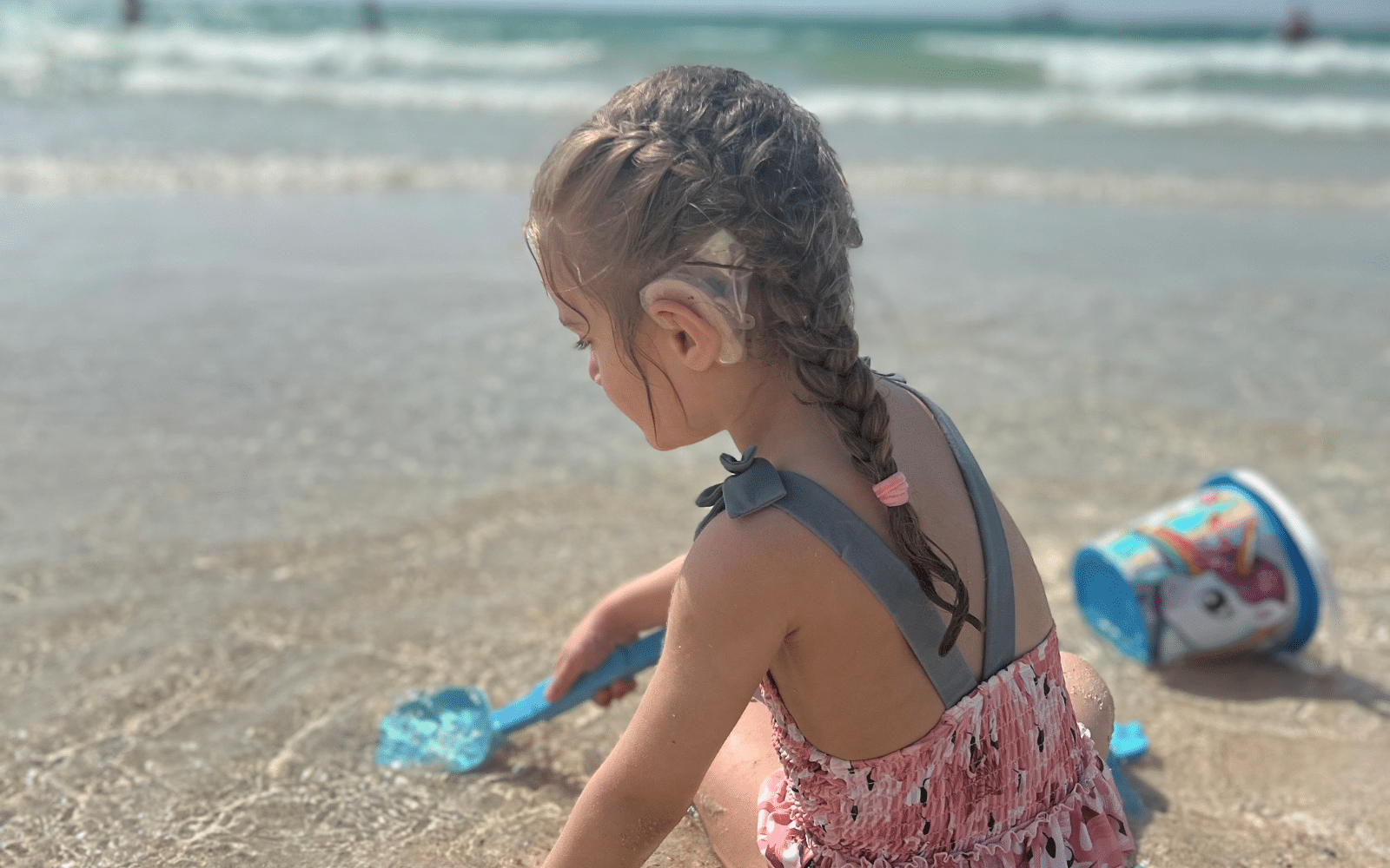 Mia wearing WaterWear at the beach