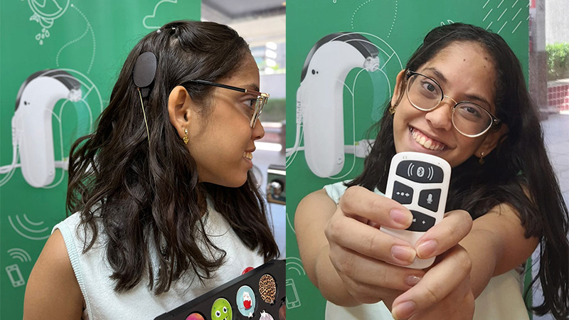 Clara com implante coclear e o AudioLink