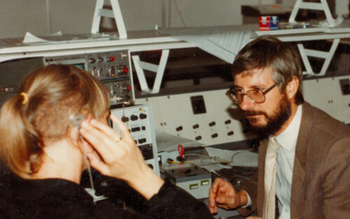 Erwin Hochmair fine tunes an early cochlear implant
