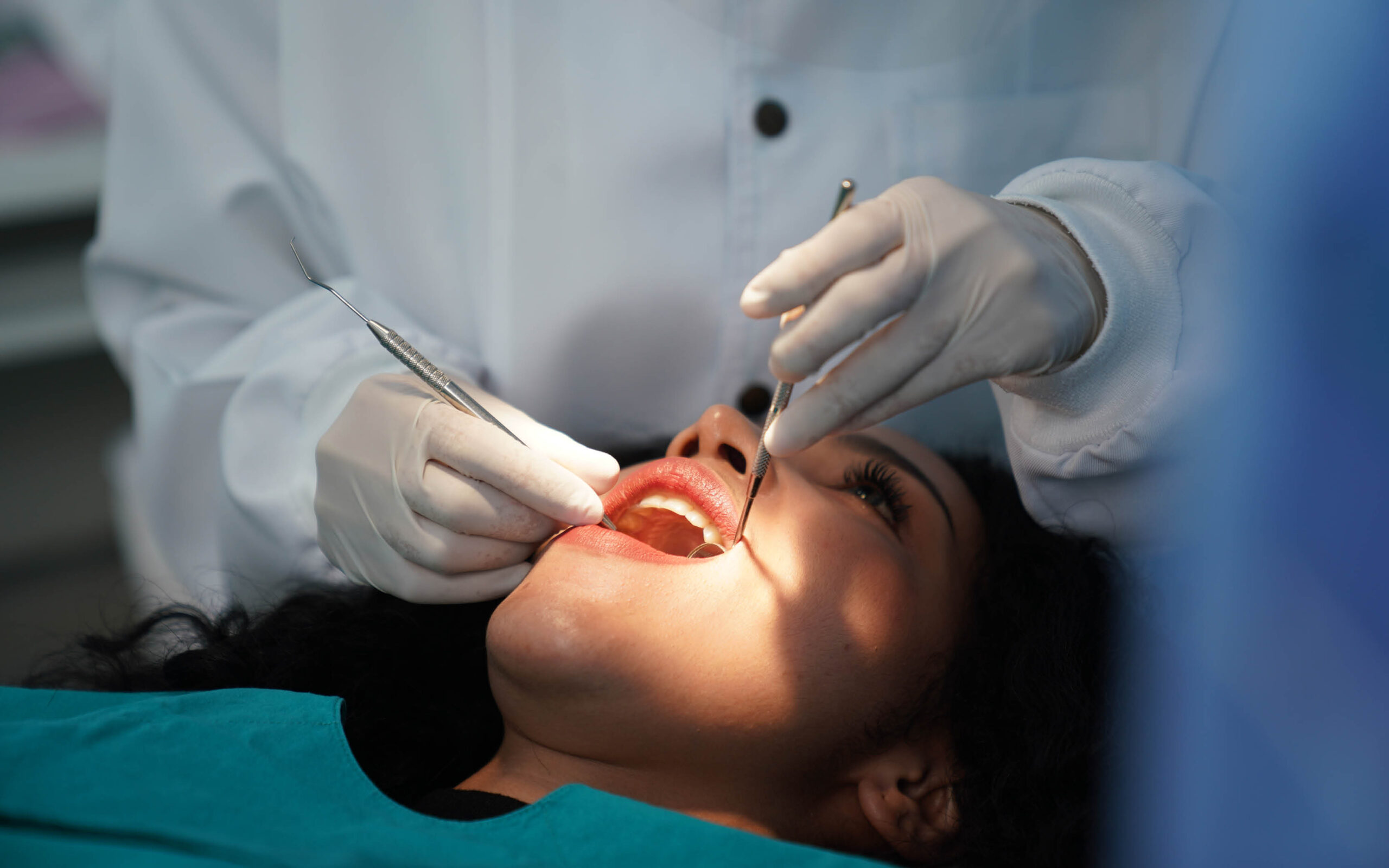 A patient during a dental treatment