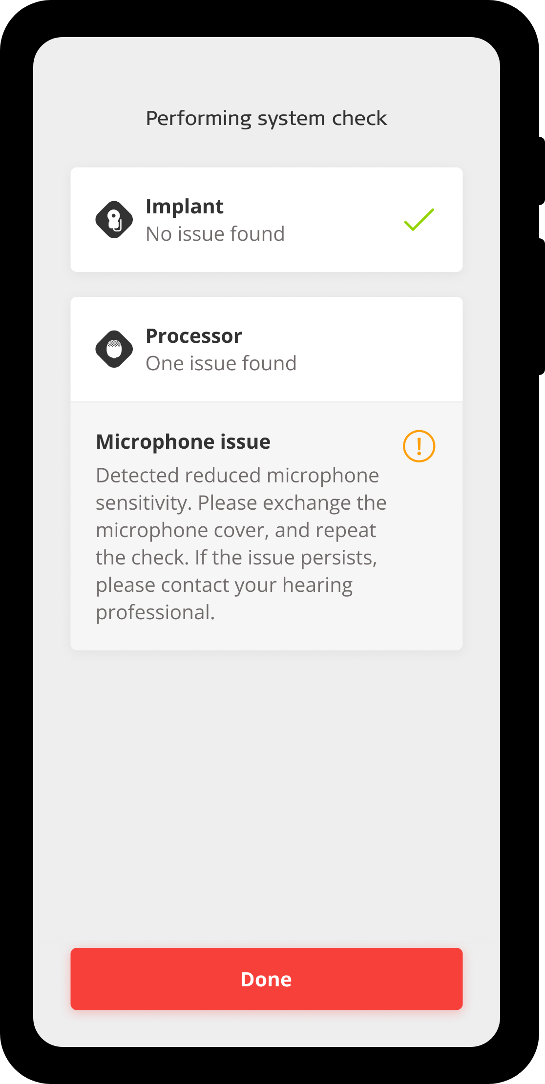 HearCare app system check
