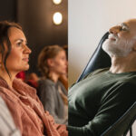 Two people with hearing implants, one has sensorineural and the other has conductive hearing loss