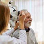 Person discussing diplacusis and double hearing symptoms with an audiologist