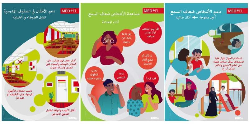 تتضمن سلسلة ملصقات "مساعدة الأطفال الذين يعانون من ضعف السمع" مجموعة من الاستراتيجيات العملية
